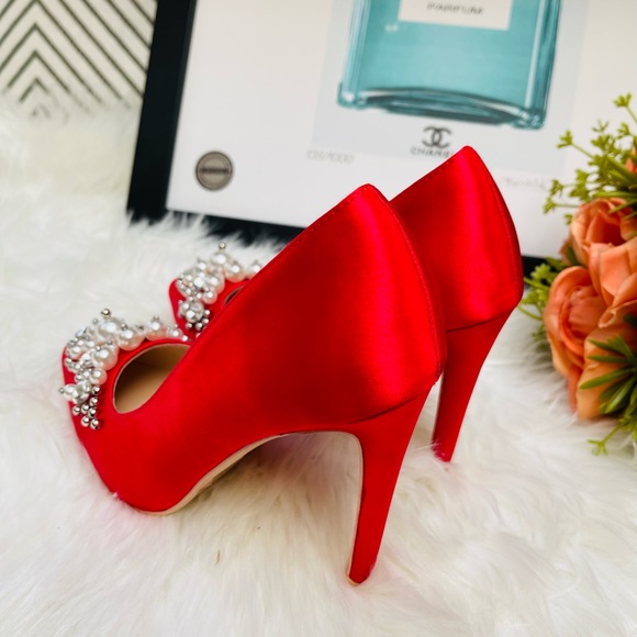 Embellished Red Satin Heel - Picture 4 of 9